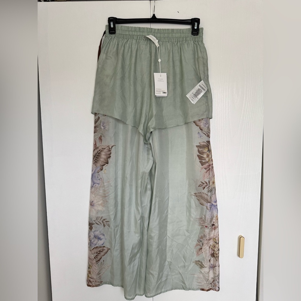 Final Zimmermann Coco Floral Silk Relaxed-Fit Shirt & Trousers Set Sage AU2 US8 - Picture 13 of 16